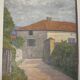 Painting landscape stamp of the artist's studio circa 1940