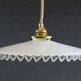 pendant light in antique glass - opaline - white - new socket and cable