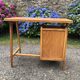 Vintage desk with beech compass legs with 3 drawers.