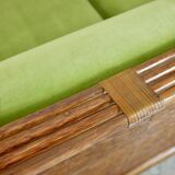 Canapé en rotin et velours par Maugrion pour Roche Bobois, 1980