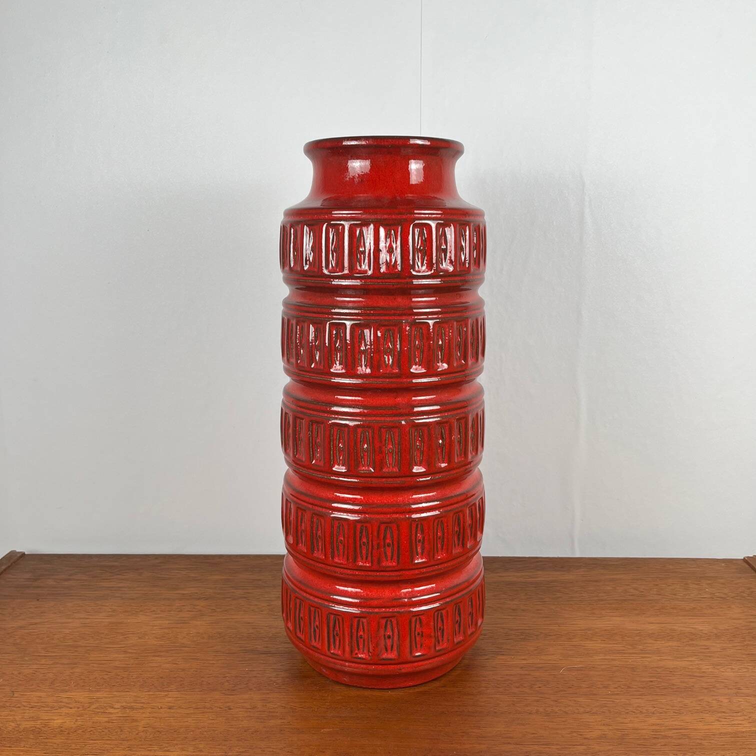 Large West Germany red glazed ceramic vase