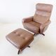 Fauteuil cuir avec pouf de Madsen & Schübel pour Bovenkamp