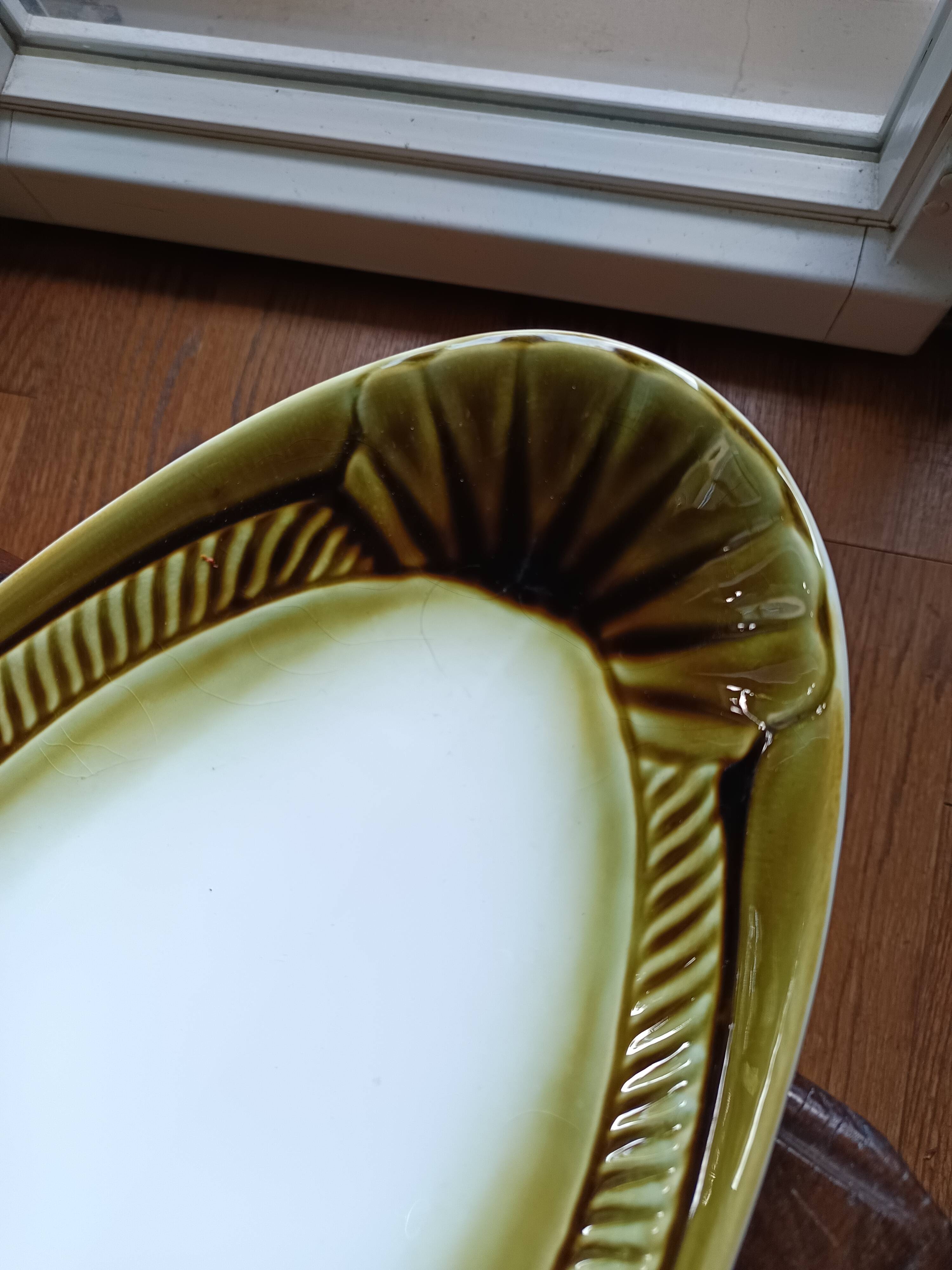 Large ceramic dish in the shape of a fish, Moulin des Loups brand