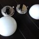 Pair of globe half moon ceiling lights in opaline vintage 60s-70s