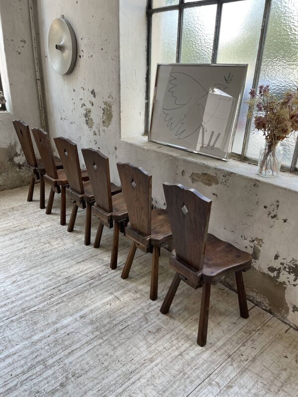 Chaises chêne massif chapo savoyarde art populaire