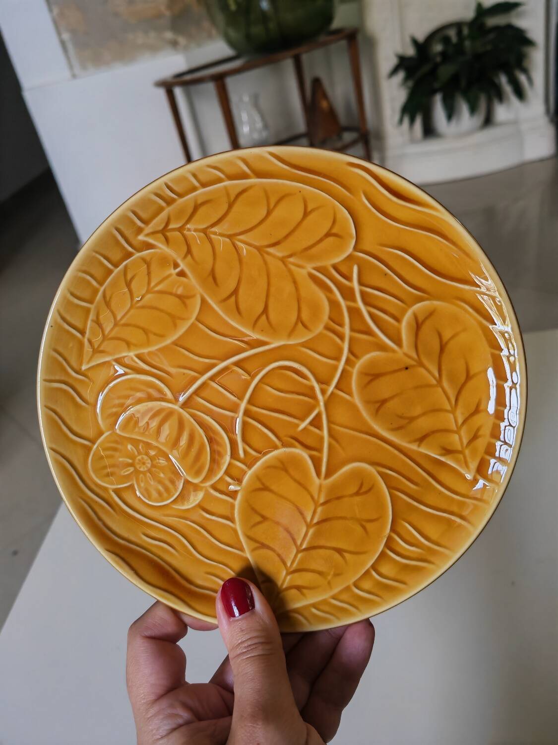7 Sarreguemines water lily plates