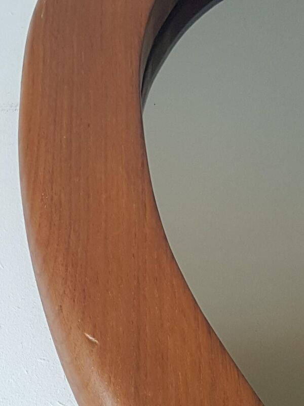 Miroir bois forme pomme, design années 70, 55x60cm