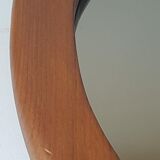 Miroir bois forme pomme, design années 70, 55x60cm
