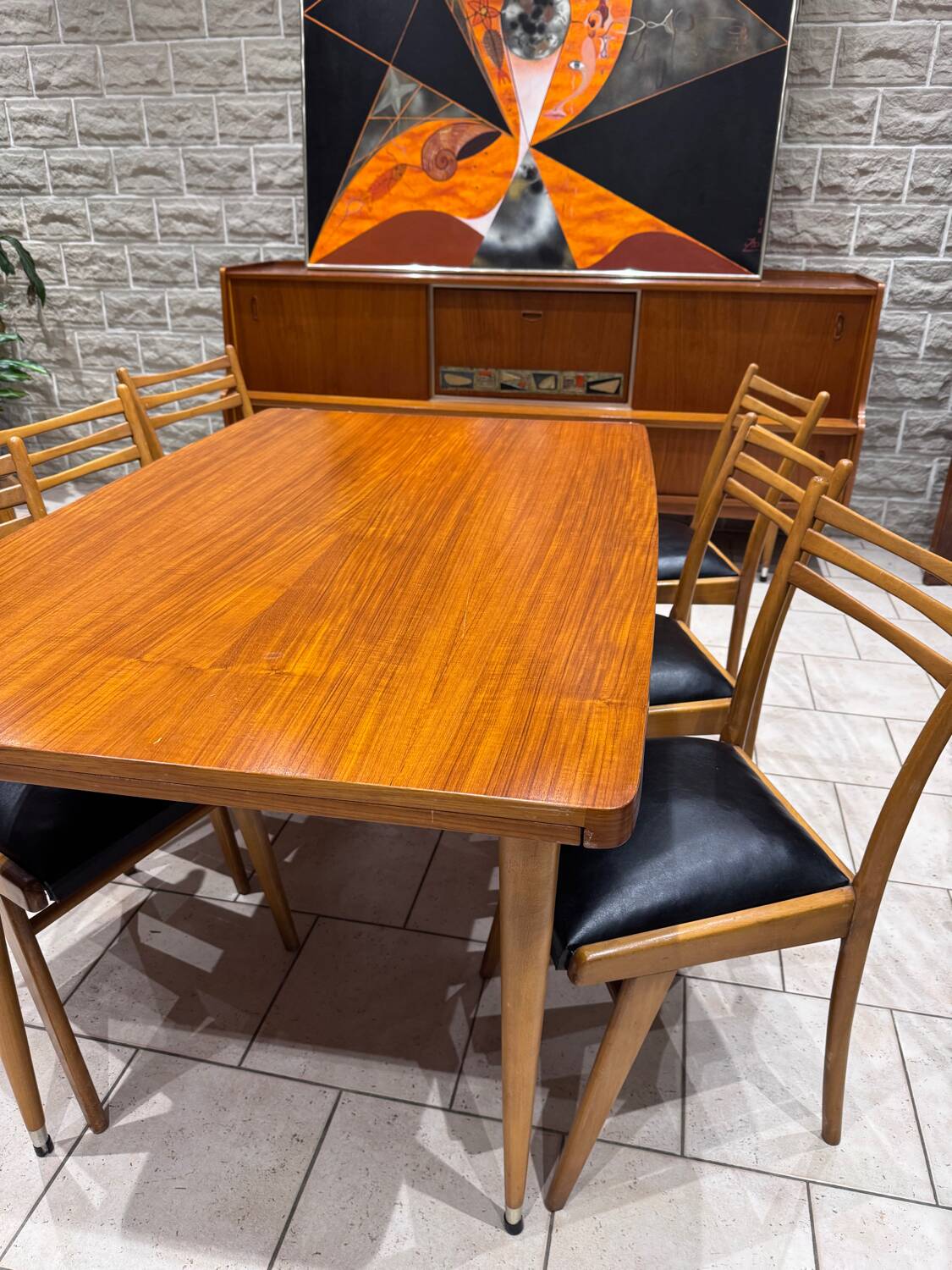 Vintage Scandinavian set – extendable table & 6 chairs