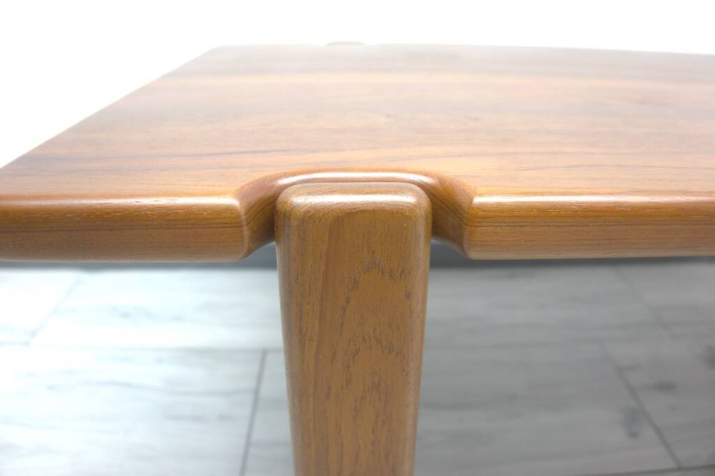 Elegant bench in vintage solid teak wood. after professional renovation.