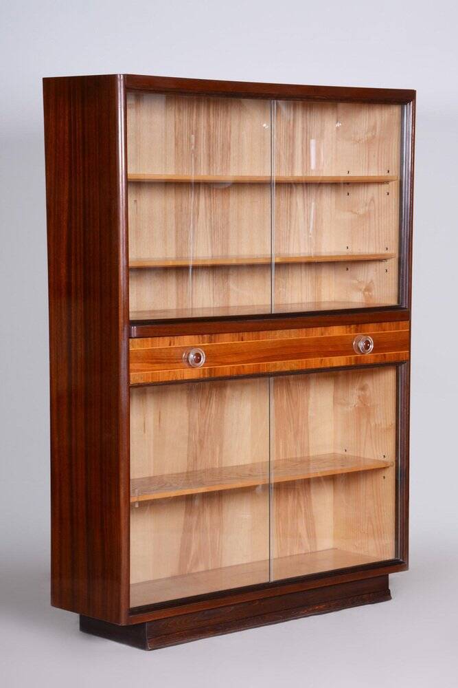 Bibliothèques Art Déco vintage en frêne et acajou, années 1940, ensemble de 2