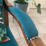 Fauteuil Voltaire style Louis Philippe restauré Bleu Canard