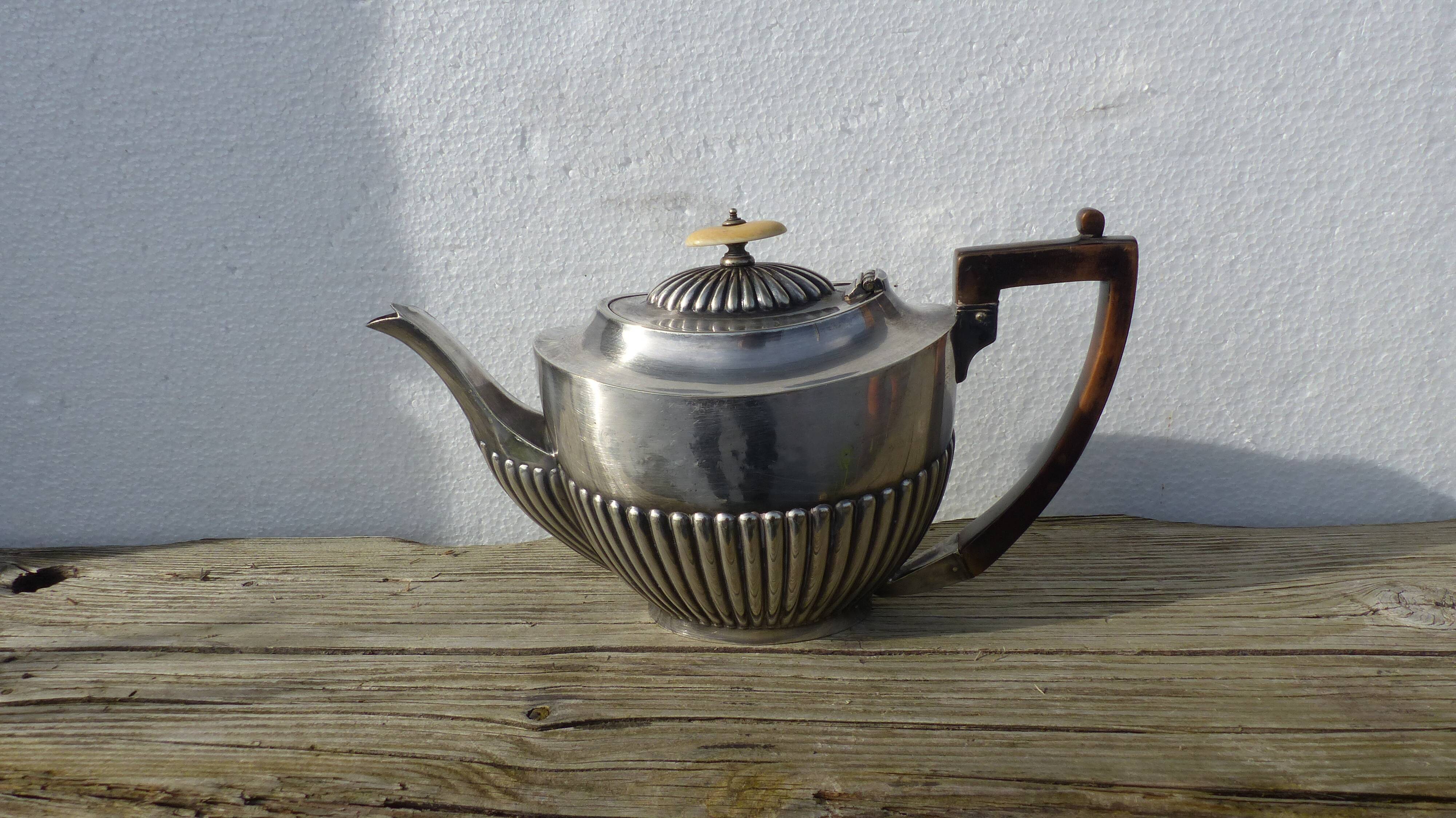 Silver metal teapot
