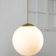 Large mid-century italian opaline & brass sphere pendant lamp