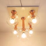 Rare ceiling lamp with 5 glass balls, Ott international, 1970s