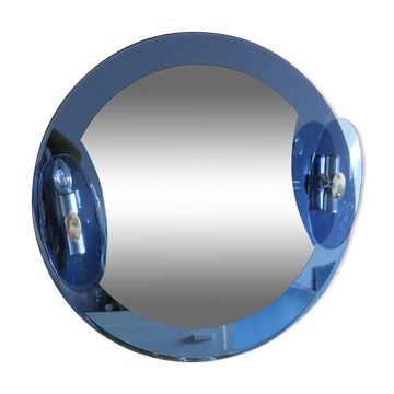 Miroir bleu cobalt, design italien, circa 1970