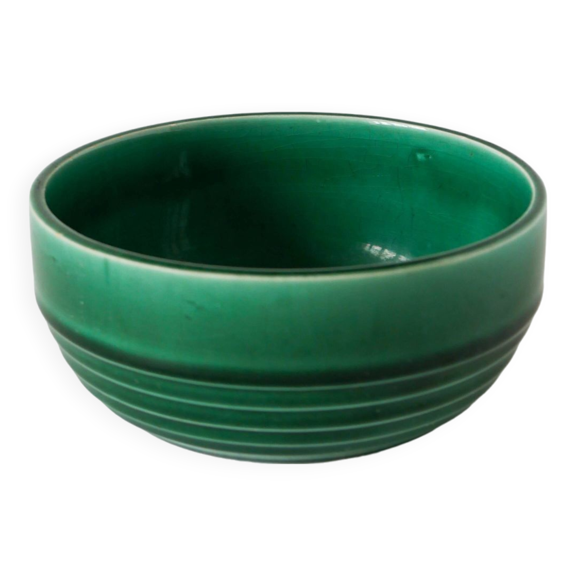 Small ceramic salad bowl / bowl, green, Gien, 1950