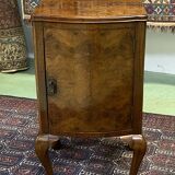 English art deco bedside in walnut magnifying glass