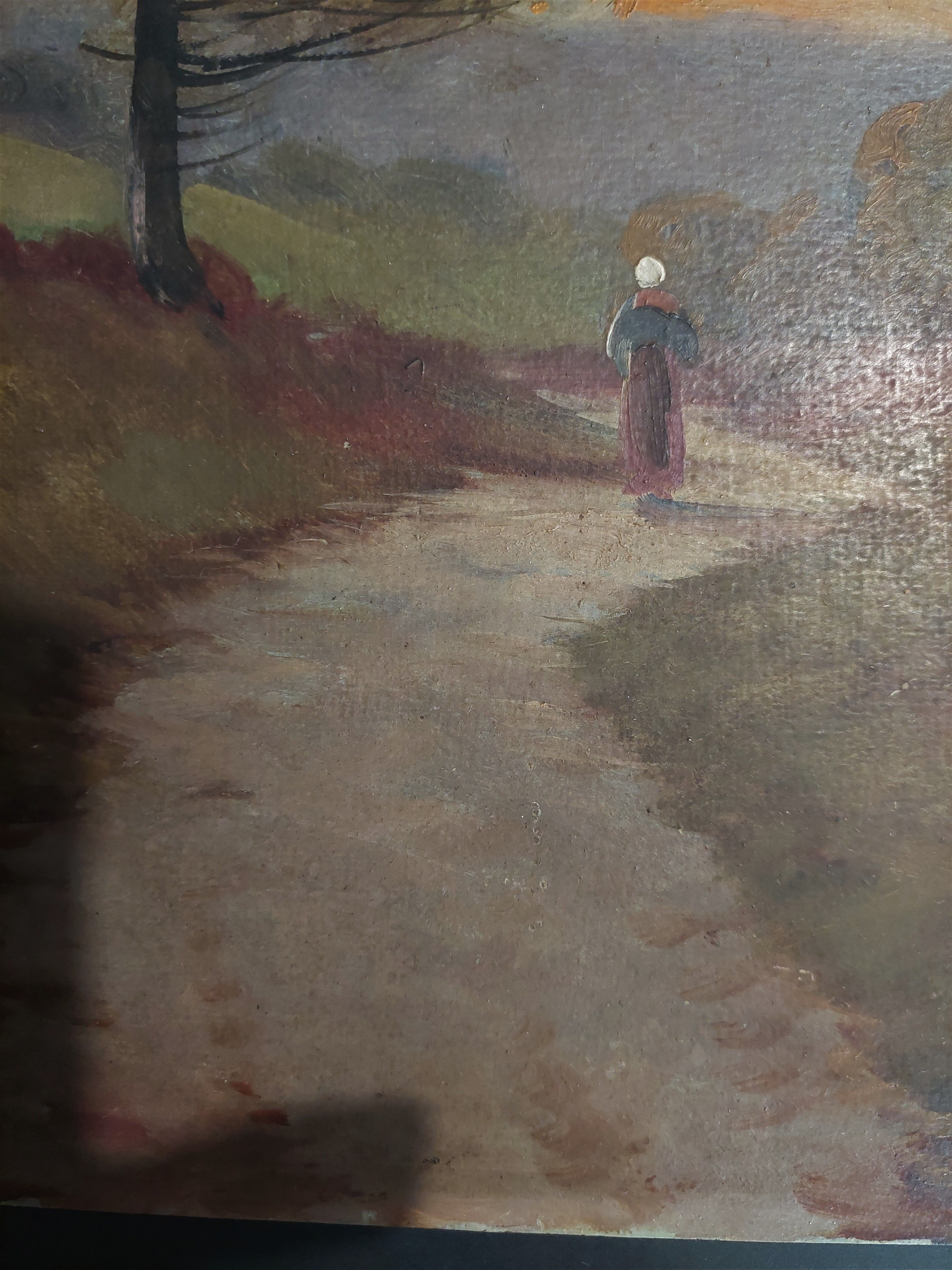 Painting oil on cardboard landscape