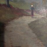 Painting oil on cardboard landscape