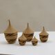 Set of 5 vintage tutsi rwanda rattan decorative lidded pots 1970s