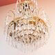 Swedish Gustavian style brass chandelier and 500 pendants circa 1960