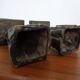 Large Brutalist German Bronze Candleholders, 1960s, Set of 2