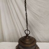 Vintage bronze and opaline pendant light