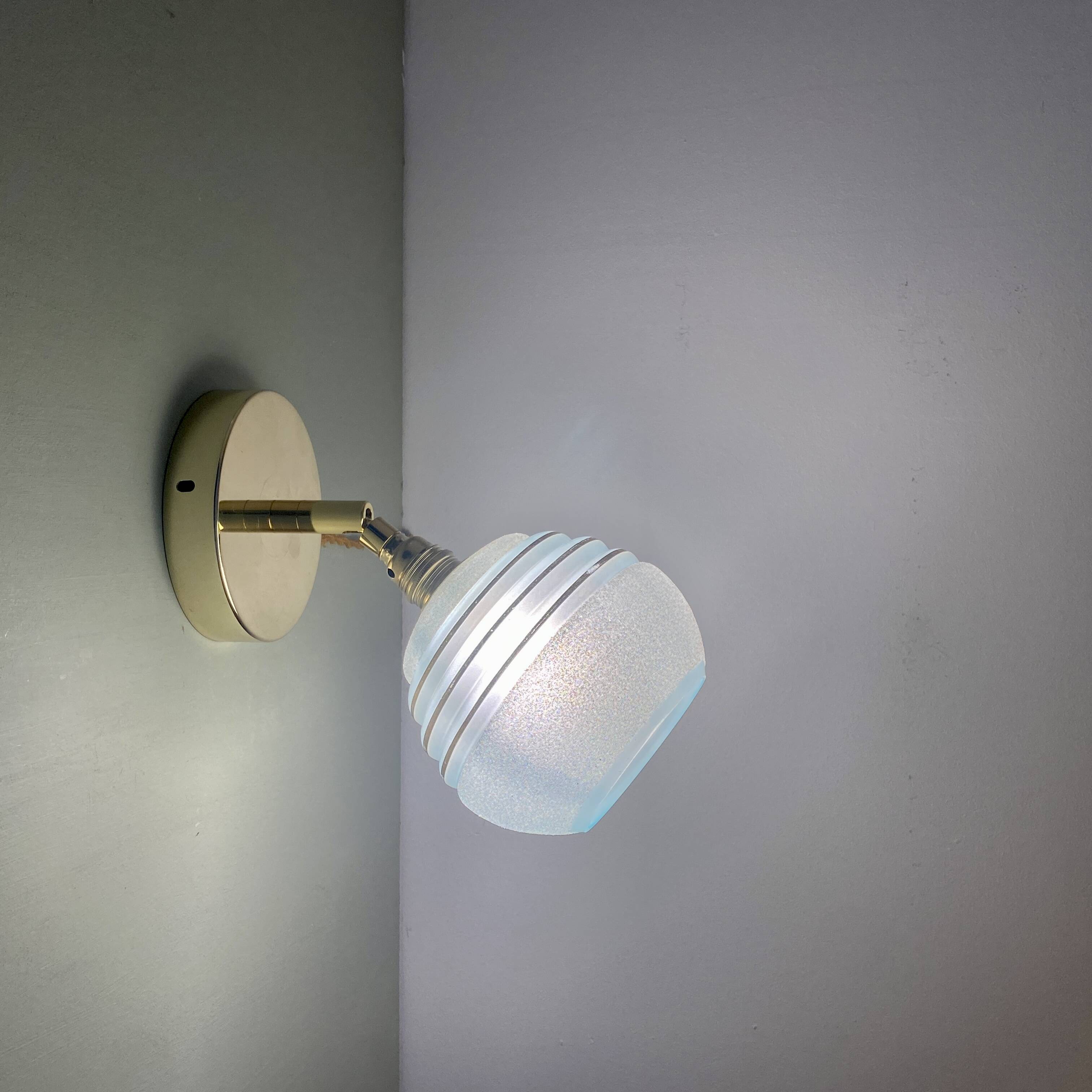 Vintage tuliepe wall light in blue and gold granite glass