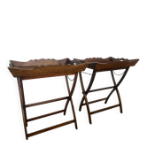 Paire de tables d'appoint / dessertes pliantes tout bois style