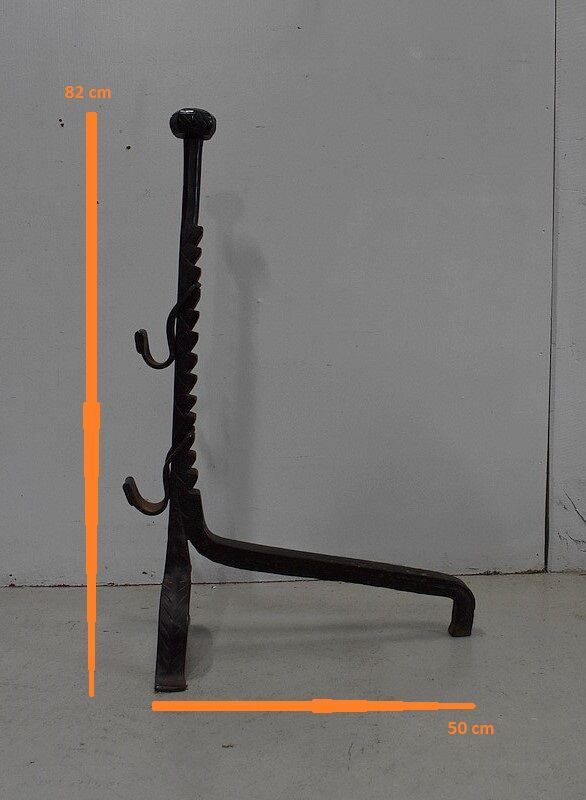 Pair of wrought iron chenets - late nineteenth century