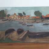 Painting seaside landscape