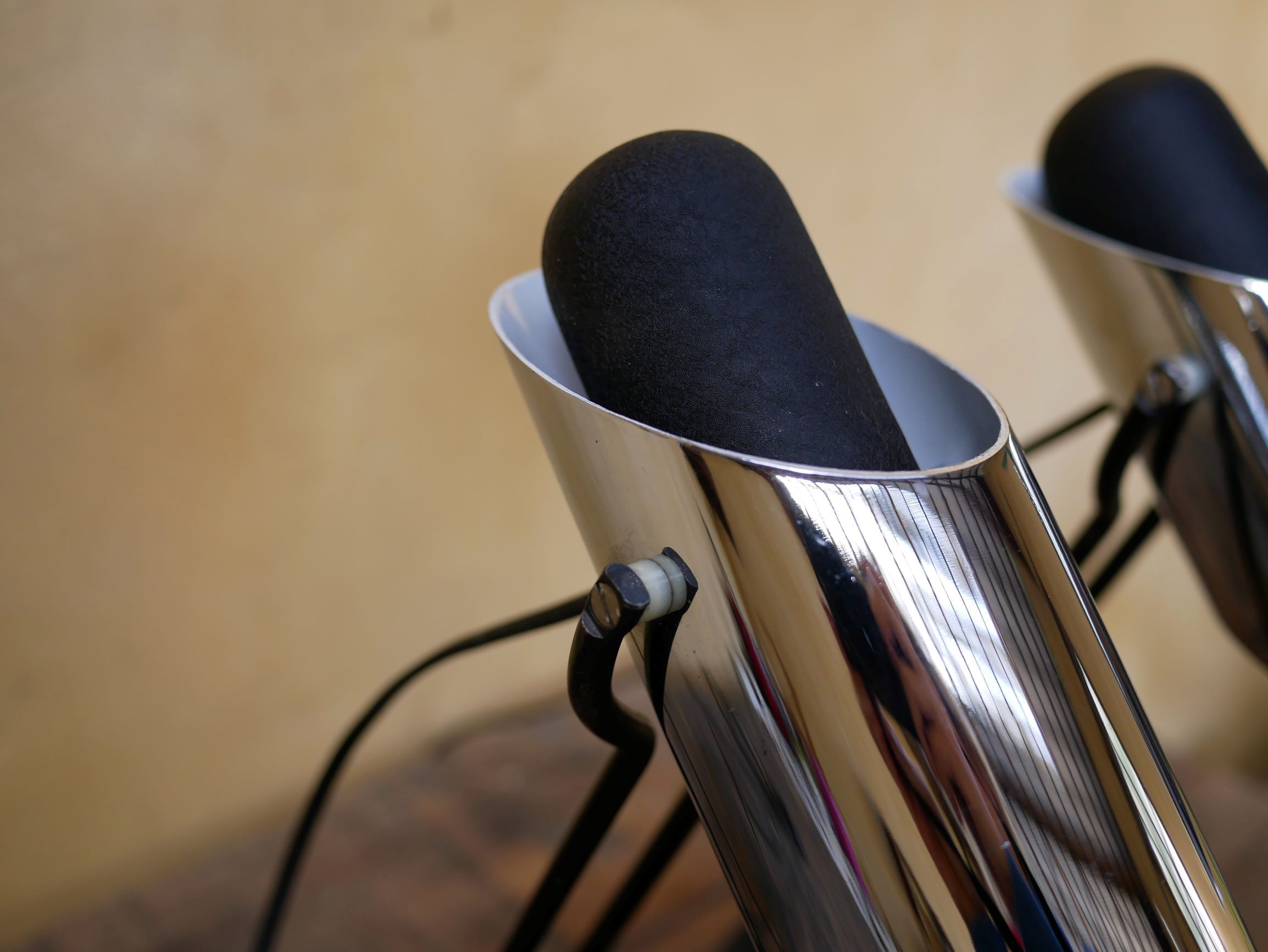 Pair of vintage chrome metal lamps