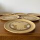 Set of 6 old sarreguemines plates beige ceramic flower decor