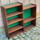 Vintage Scandinavian shelf from the 1960s in wood with green velvet.