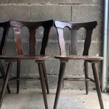 Lot de 4 chaises bistrot vintage en bois précieux, 1950