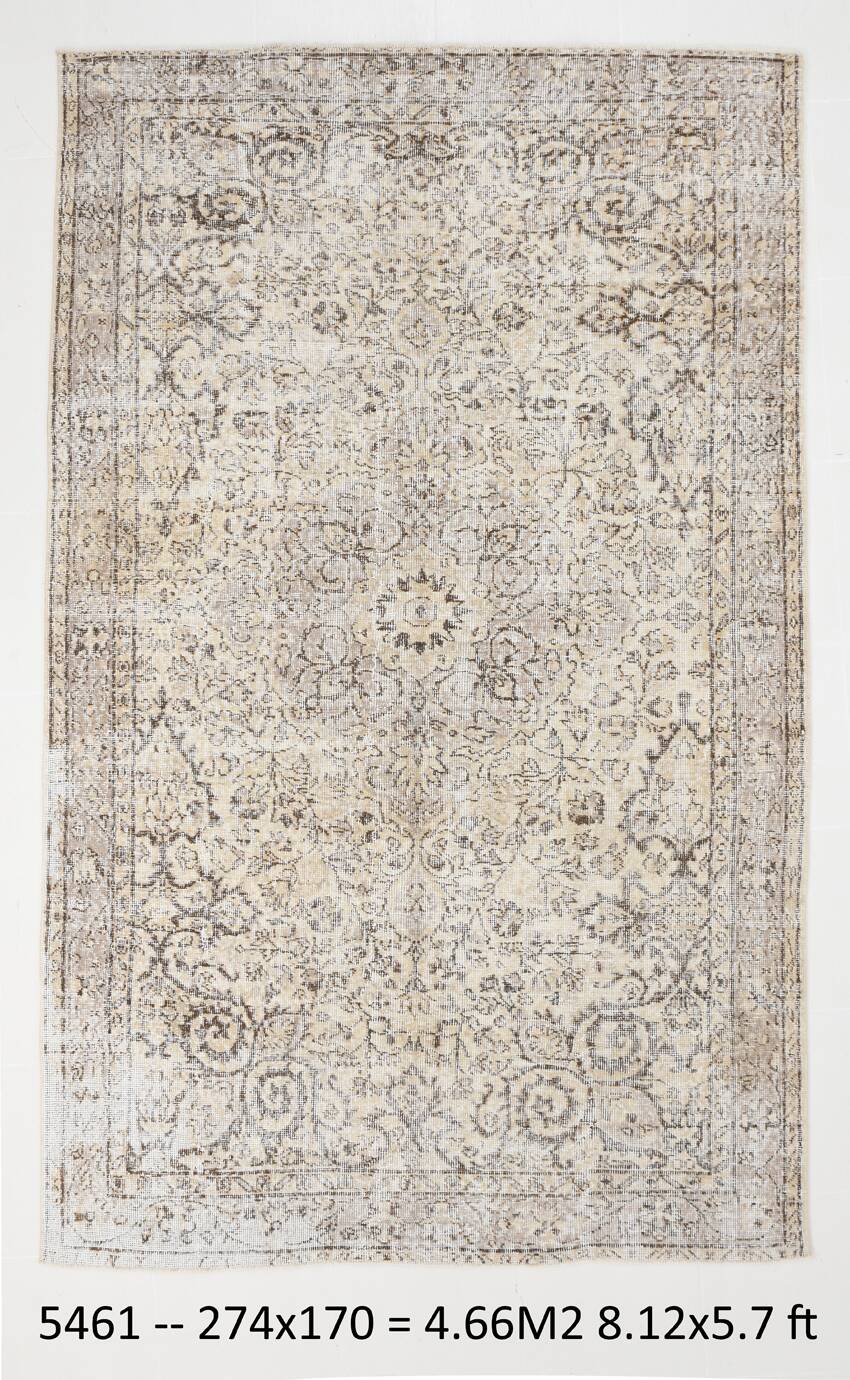 5x9 Rug For Bedroom Brown & Beige Pastel Persian Rug, 170x274Cm SK 5461