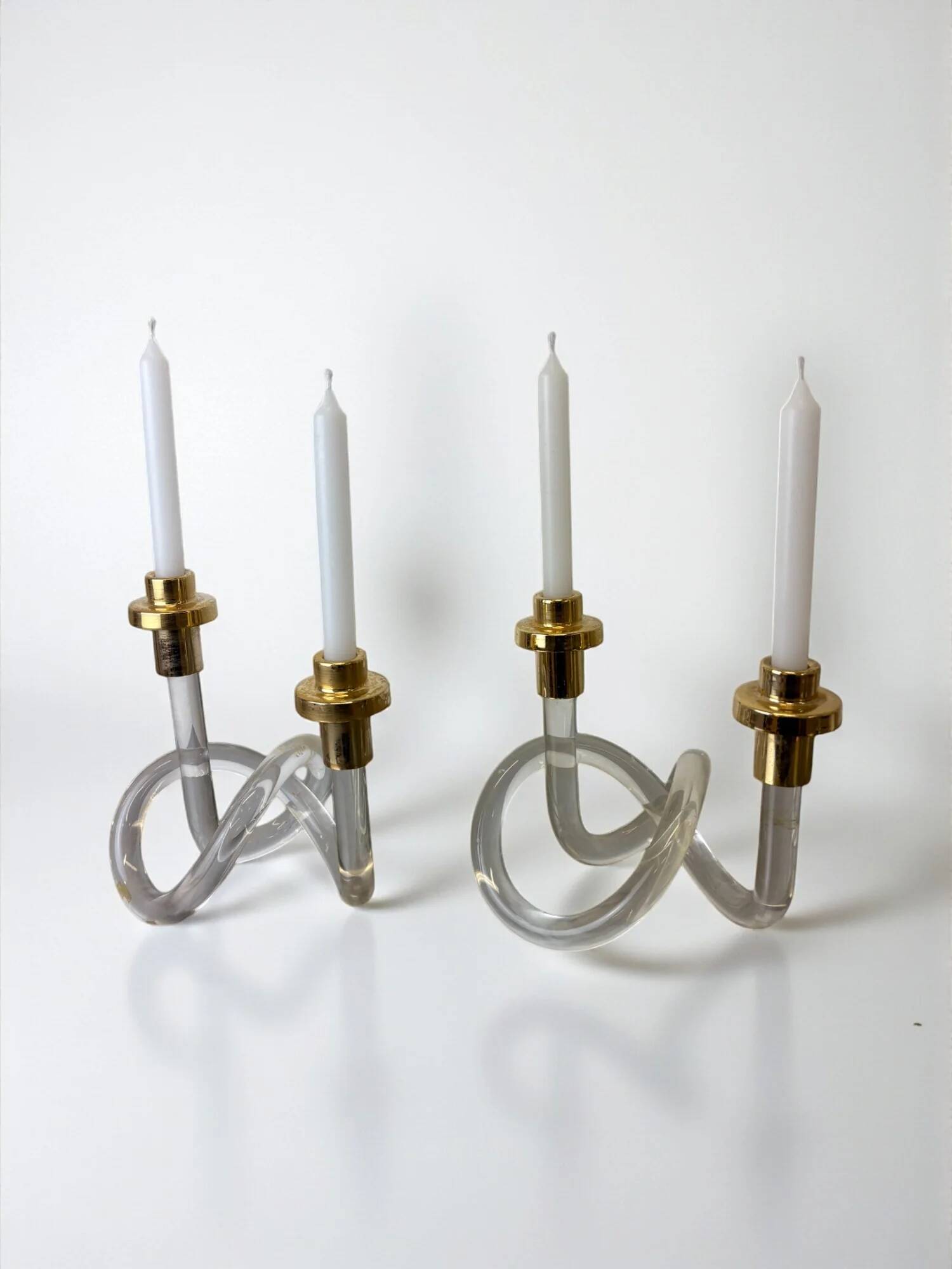 Pair of pretzel candlesticks by Dorothy Thorpe, 1970s