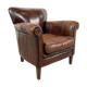 Fauteuil en cuir de mouton foncé fijnaart