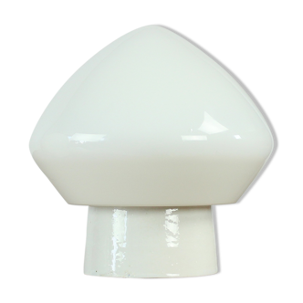 White opaline glass and porcelain light, Czechoslovakia 1960s
