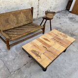 Wooden and rope bench from the 1950s,  Vibo