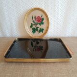 Plateau en laiton avec miroir vintage