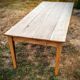 Extendable farmhouse table in solid patinated oak