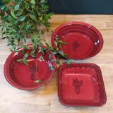 Set of 3 red salad bowls