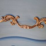 Commode en bois massif repeint bleu lagune style Louis XV à 2 tiroirs