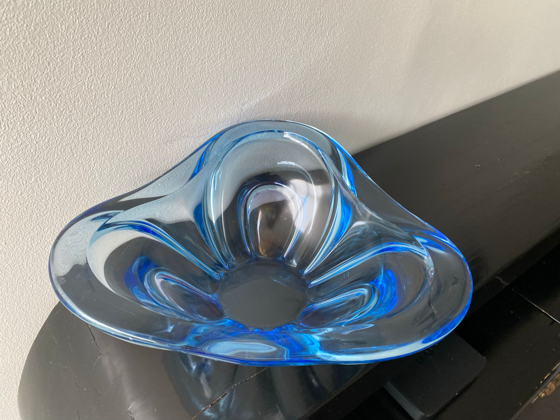 Large light blue Murano fruit bowl