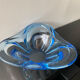 Large light blue Murano fruit bowl