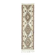 1970s Vintage Turkish Hand-Knotted Wool Cotton Beige Runner Rug 92x355