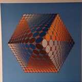 Plate by Victor Vasarely – "Universal Structure of the Hexagon" – Op
