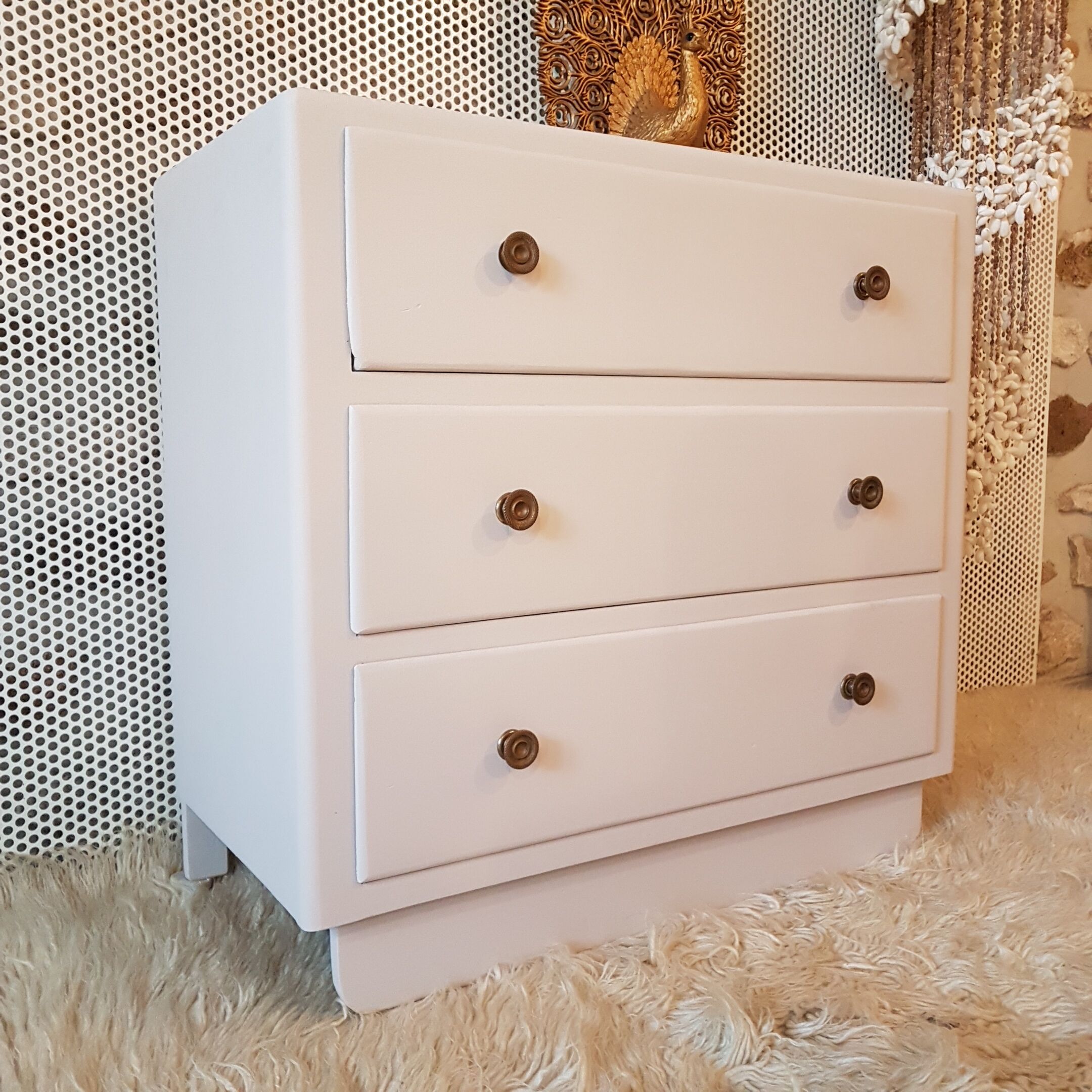 Nude beige vintage dresser wooden